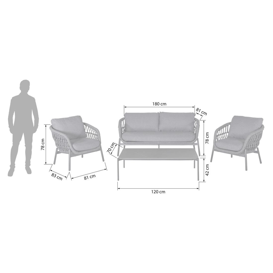 LC Garden Bari Loungeset Aluminium/Rope