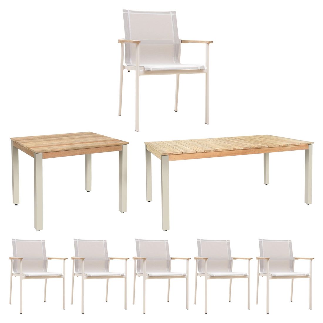 Zebra Enox Gartenmöbel-Set L (6 Plätze) Tische 80/180x100cm