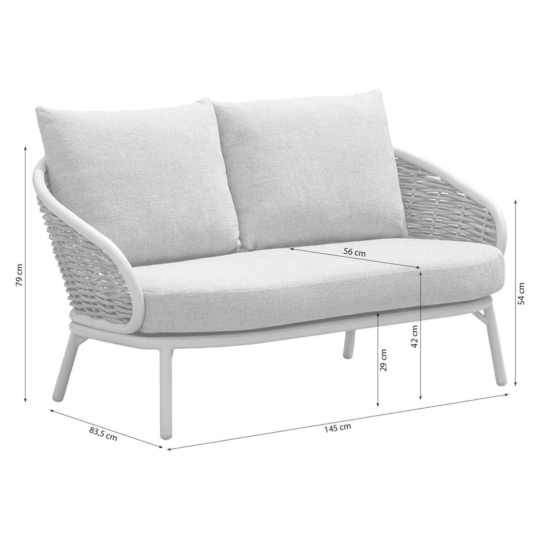 Apple Bee Pine Key Gartenloungesofa Aluminium/Polyrattan/Bee Wett