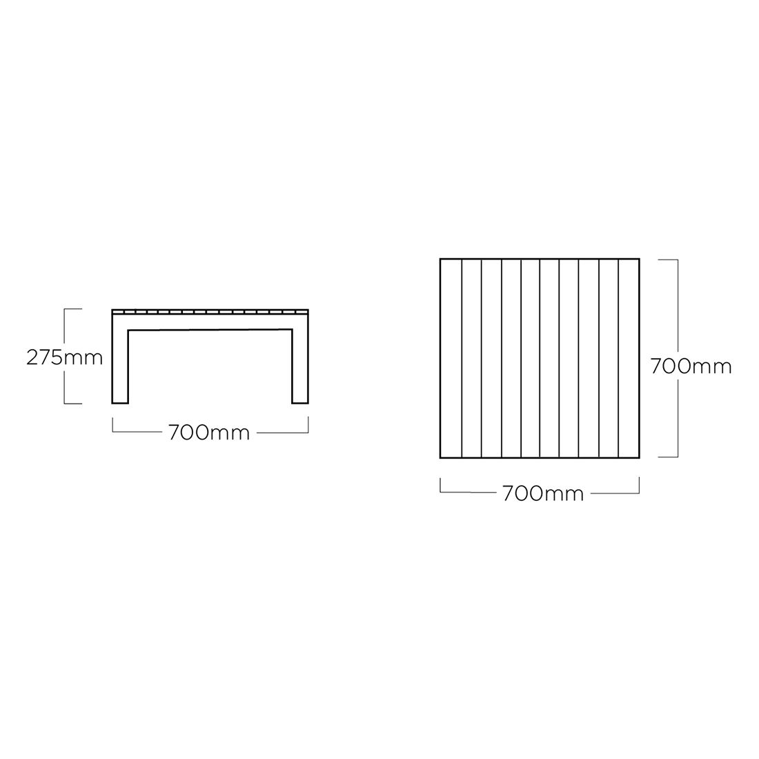 Kettler Ocean Skid Platform Loungetisch 70x70cm Aluminium/Teak