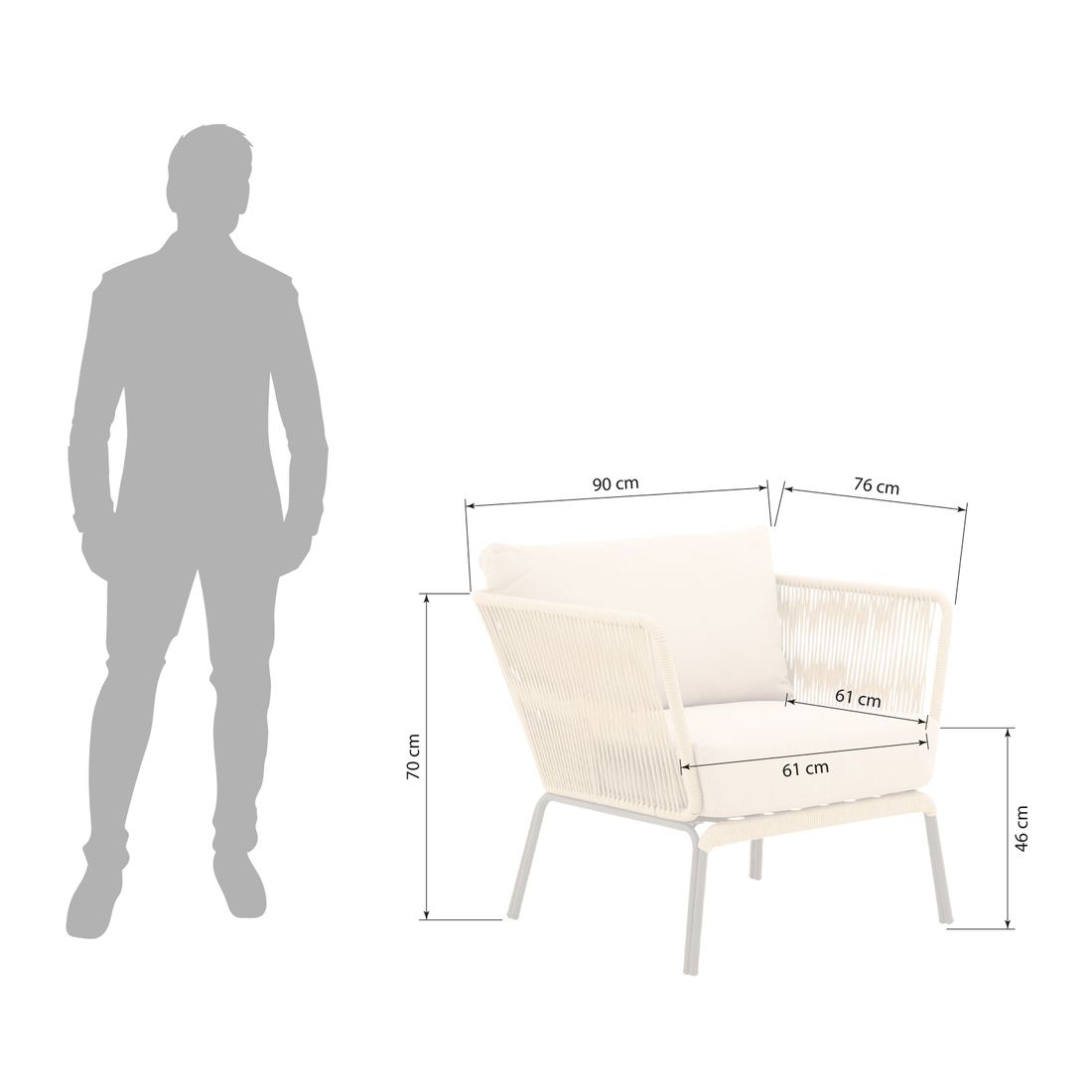 Cosmic Collection Lion Loungesessel Stahl/Rope