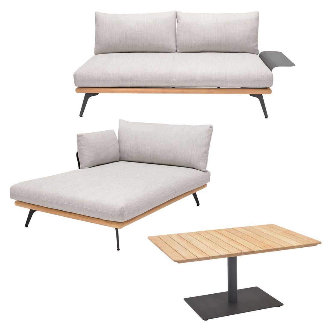 LifestyleGarden Pearl Ecklounge inkl. Loungetisch Aluminium/Teak/Olefin