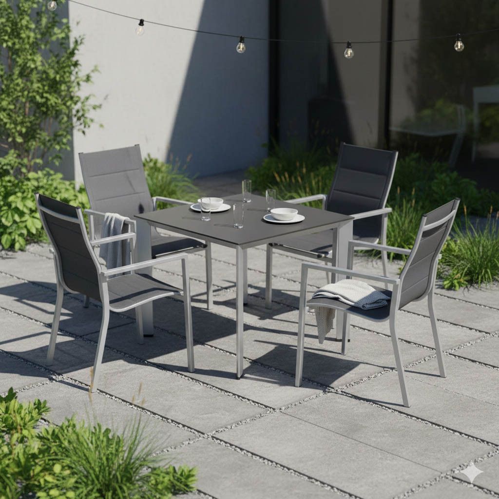 OUTLIV. Melbourne Gartenmöbel-Set M (4 Plätze) mit Kettler Tisch 95x95cm