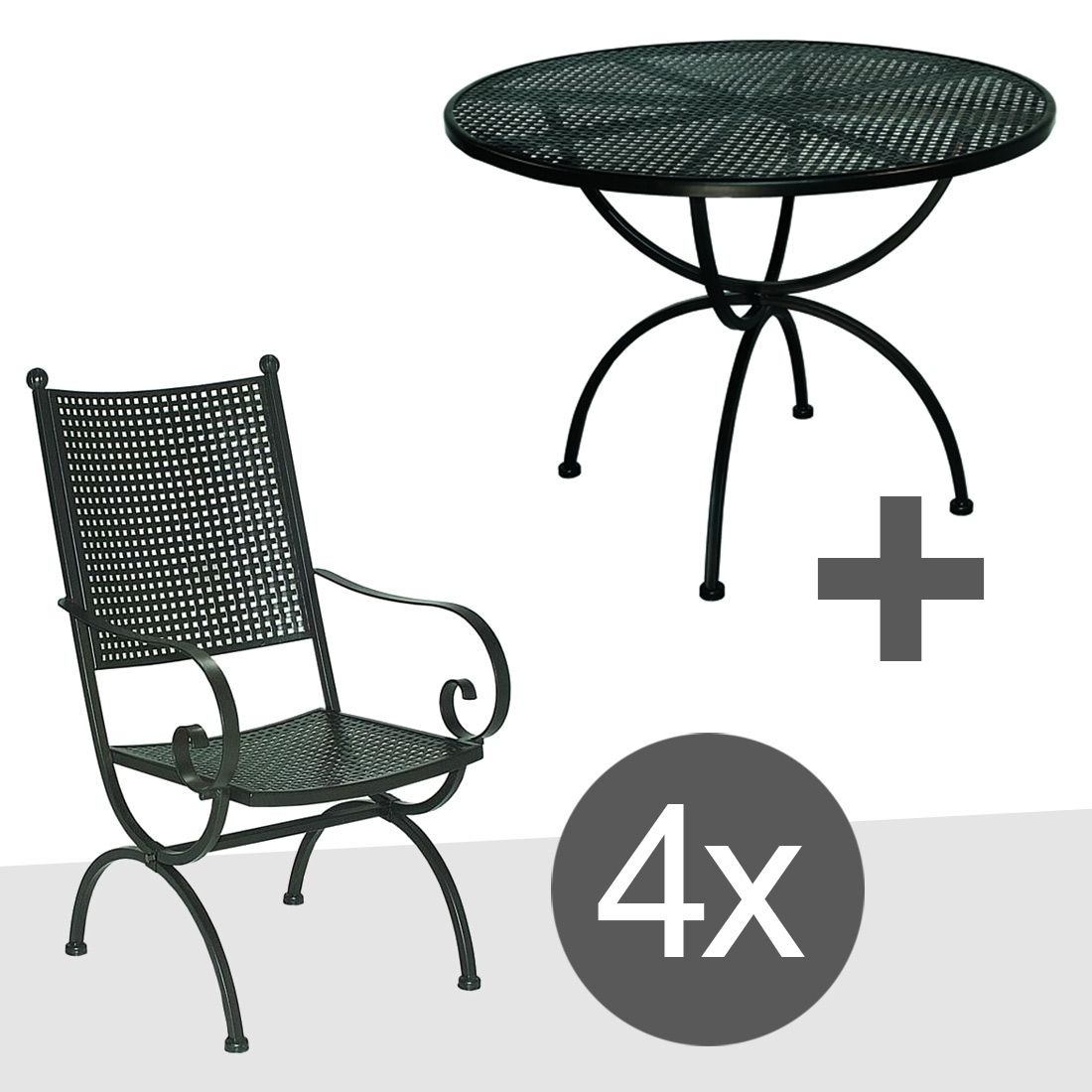 MBM Romeo Elegance Gartenmöbel-Set M (4 Plätze) Tisch Ø100cm