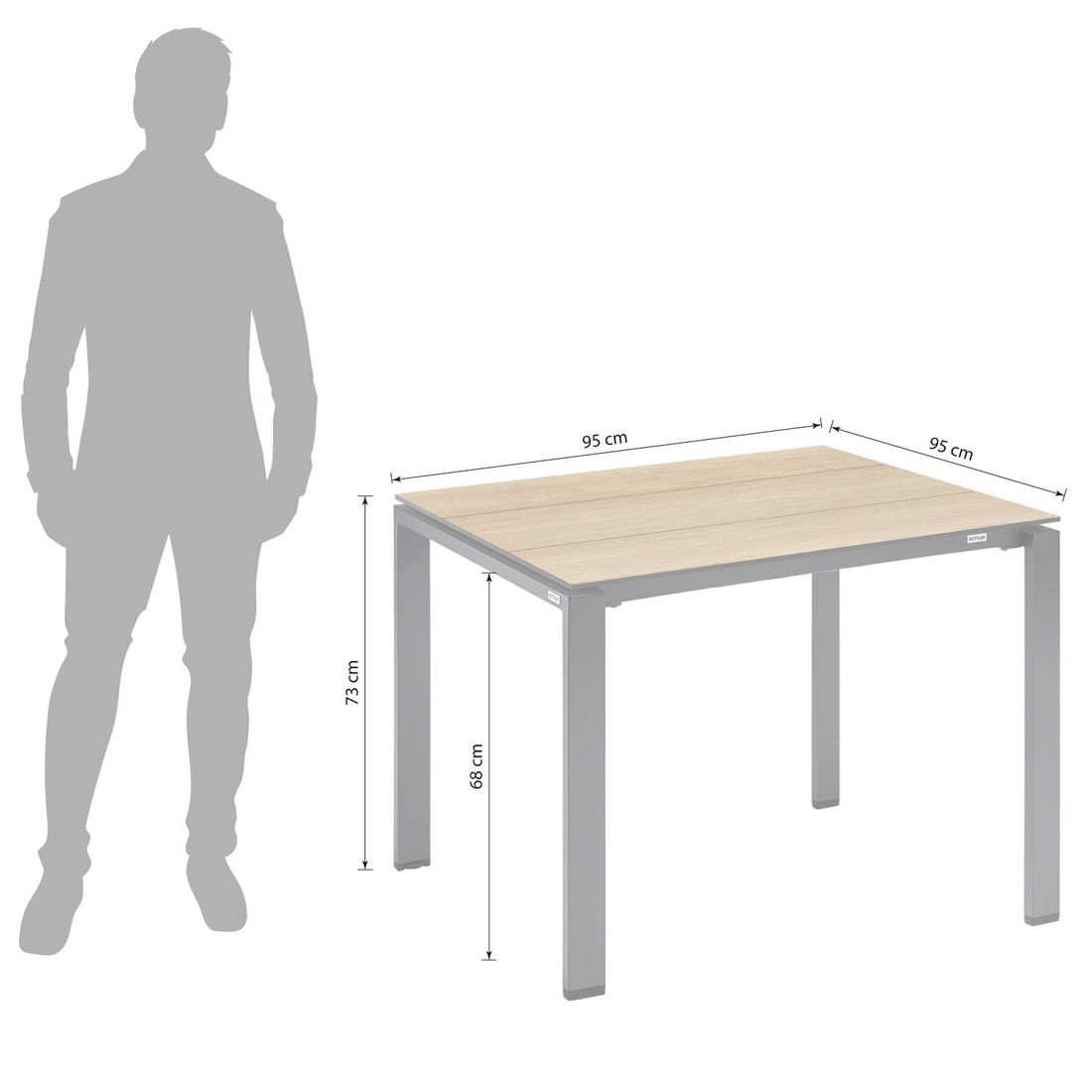Kettler Float Gartentisch 95x95cm Aluminium/HPL