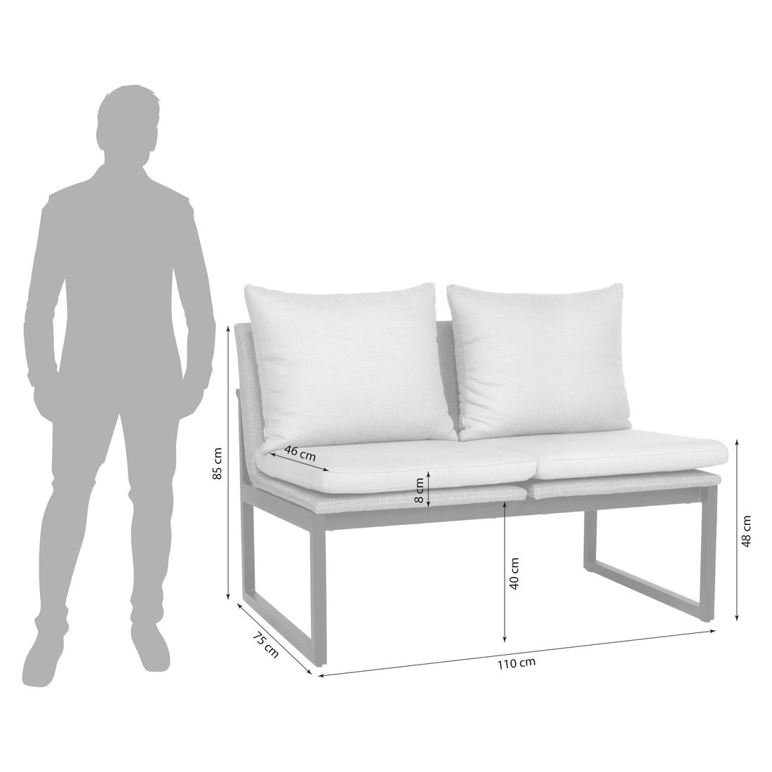 Stern Tammo Gartensofa Aluminium/Textilene/Kunstfaser