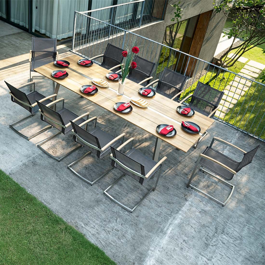 Zebra Linax Ausziehtisch 220/280x100cm Edelstahl/Teak