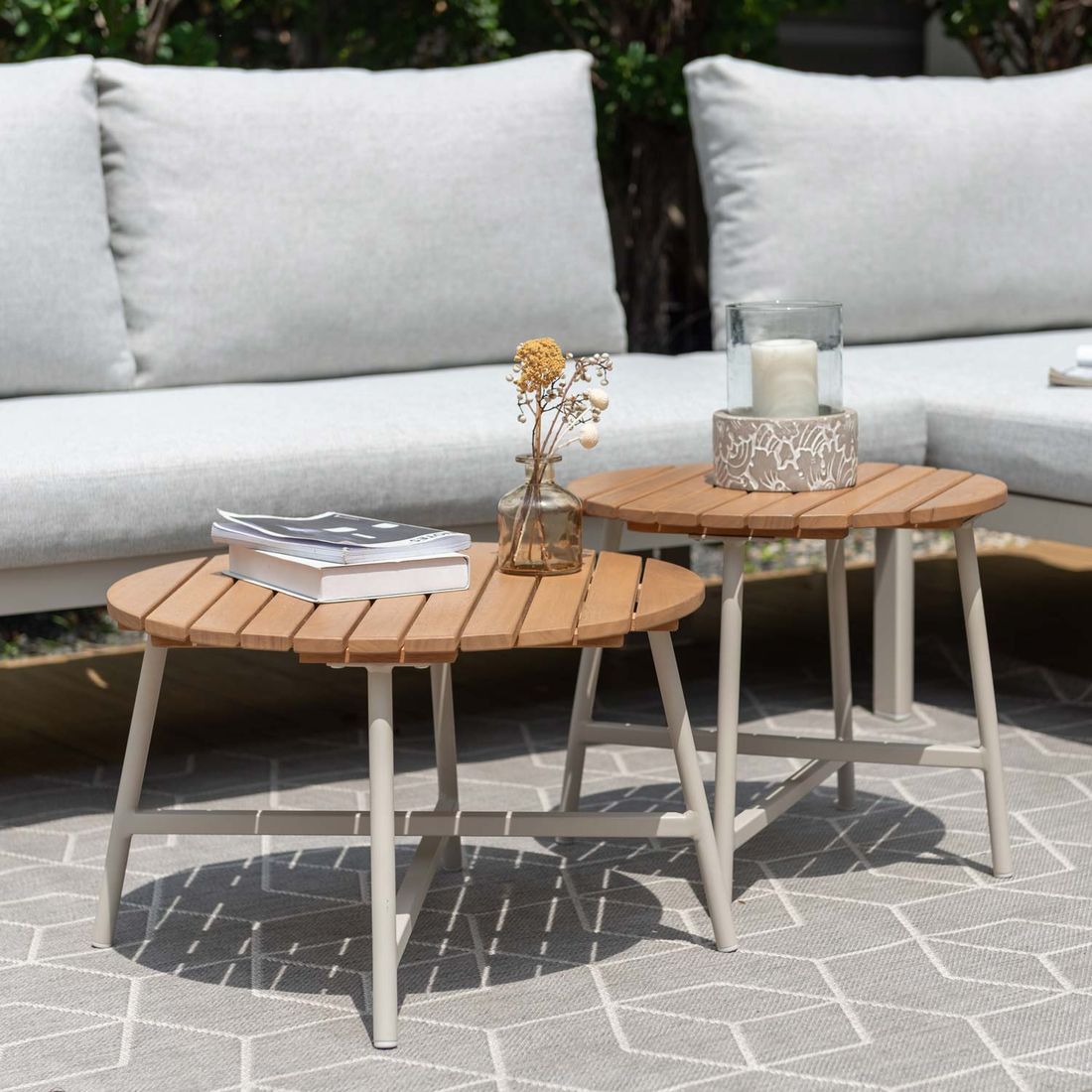 LifestyleGarden Copenhagen Beistelltisch Ø46cm Aluminium/Eukalyptus