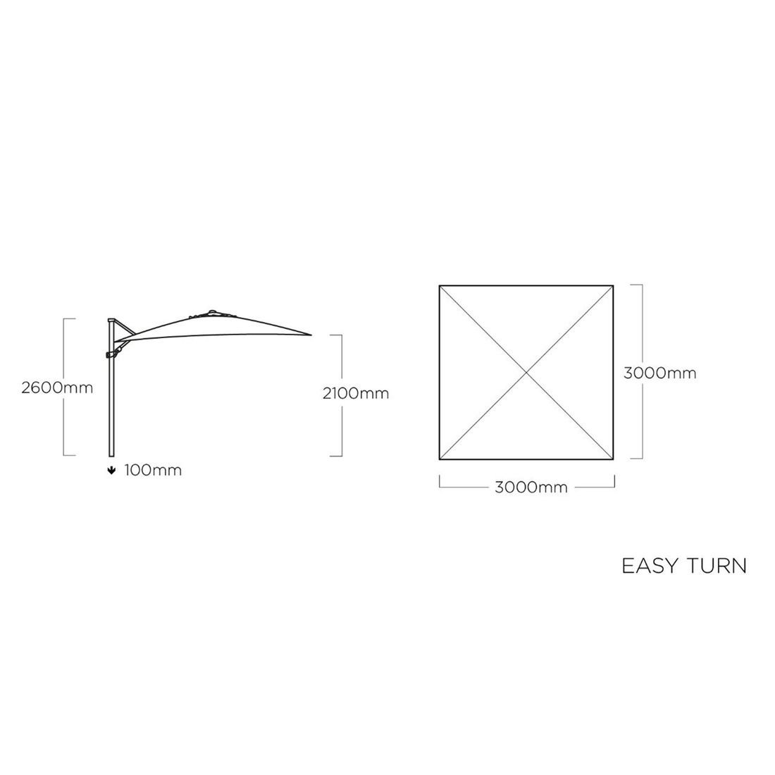 Kettler Easy Turn Ampelschirm 300x300cm