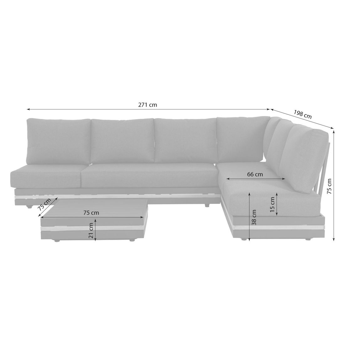 OUTLIV. Triest Ecklounge Aluminium/Teak/Spunpolyester