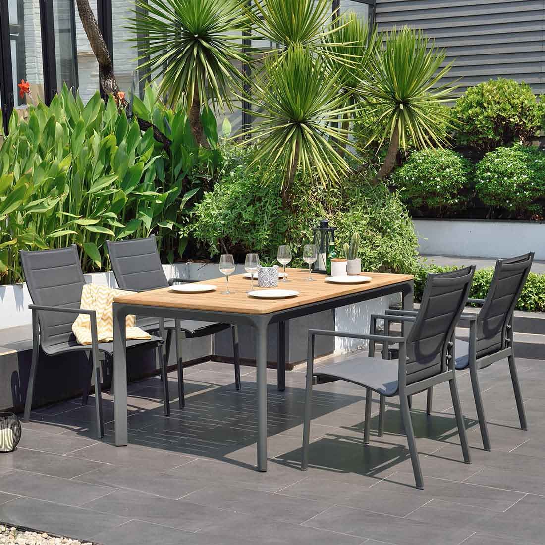 LifestyleGarden Dalgas Gartentisch 160x90cm Aluminium/Teak