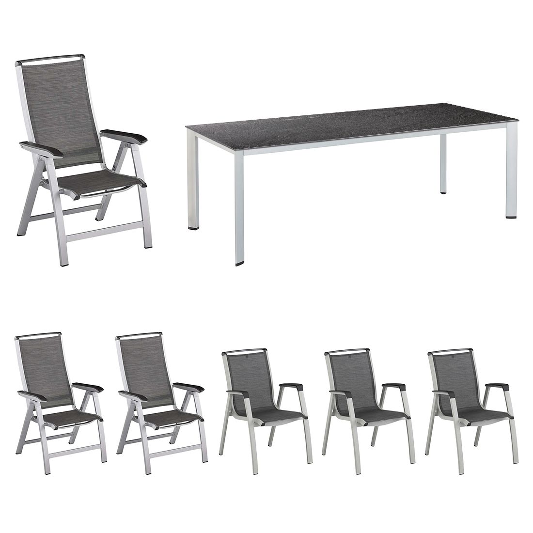 Kettler Forma II Gartenmöbel-Set L verstellbar (6 Plätze) Tisch 220x95cm