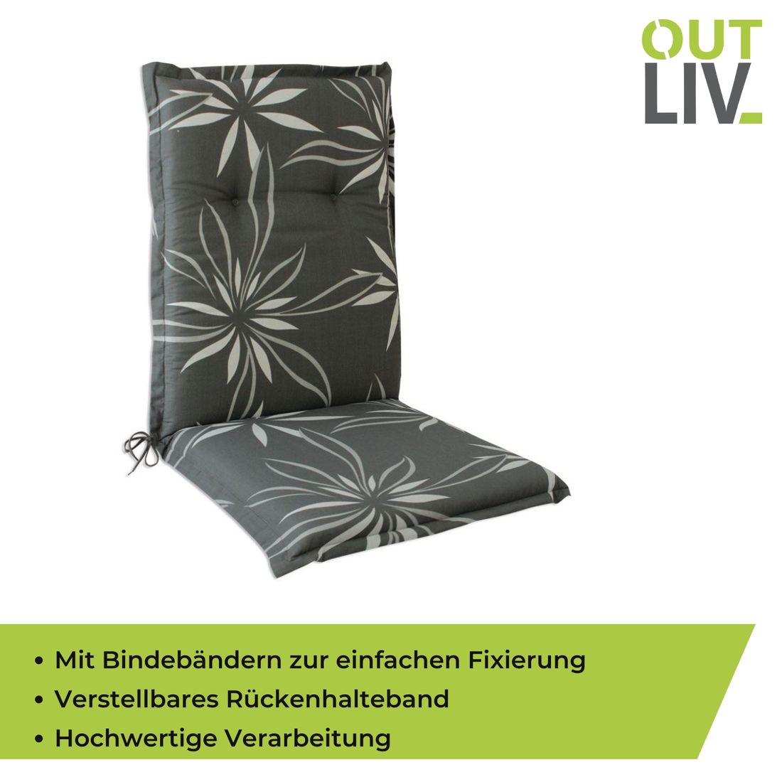 OUTLIV. Florence Gartenstuhlauflage Mittellehner 50x110cm Kunstfaser