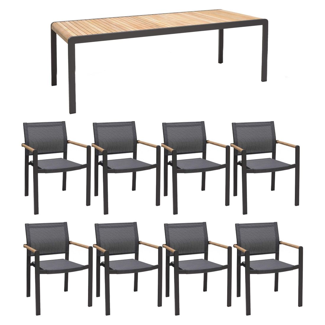LifestyleGarden Amber Gartenmöbel-Set XL (8 Plätze) Tisch 221x95cm