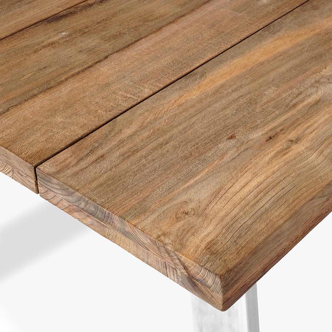 OUTLIV. Gartentisch 200x100cm Edelstahl/Teak recycelt