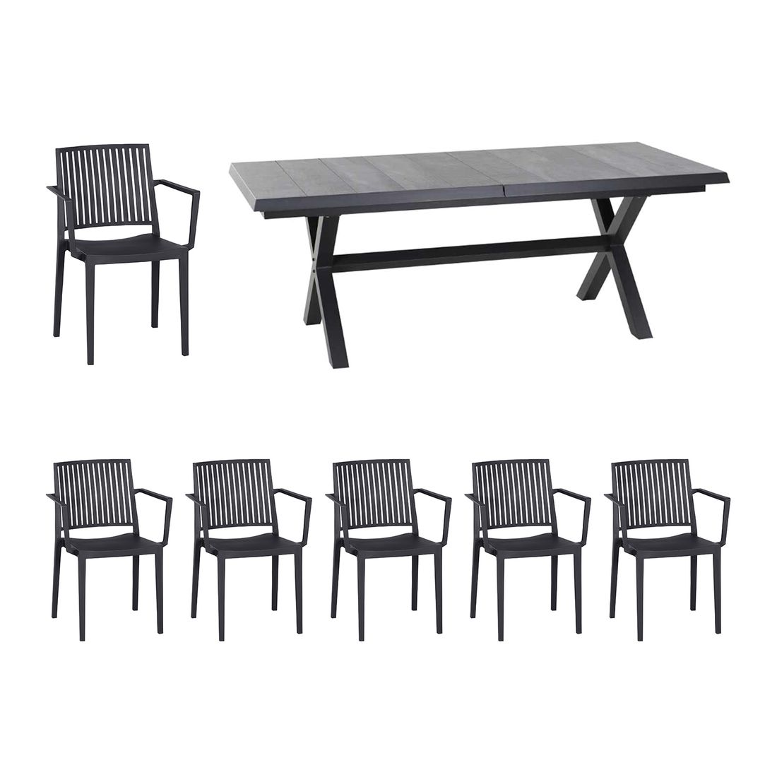 Siena Garden Lane Gartenmöbel-Set L (6-Plätze) Tisch 200/260x100cm