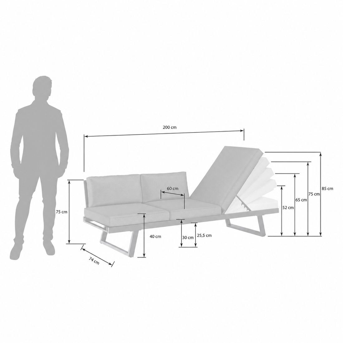 OUTLIV. Lucca Gartenloungesofa Aluminium/Polyester