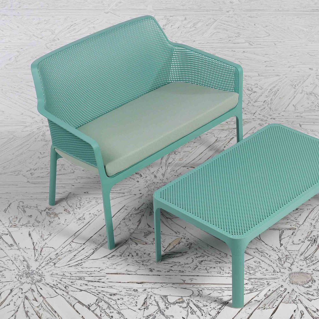 Nardi Net Gartenbank inklusive Sitzkissen + Tisch Kunststoff