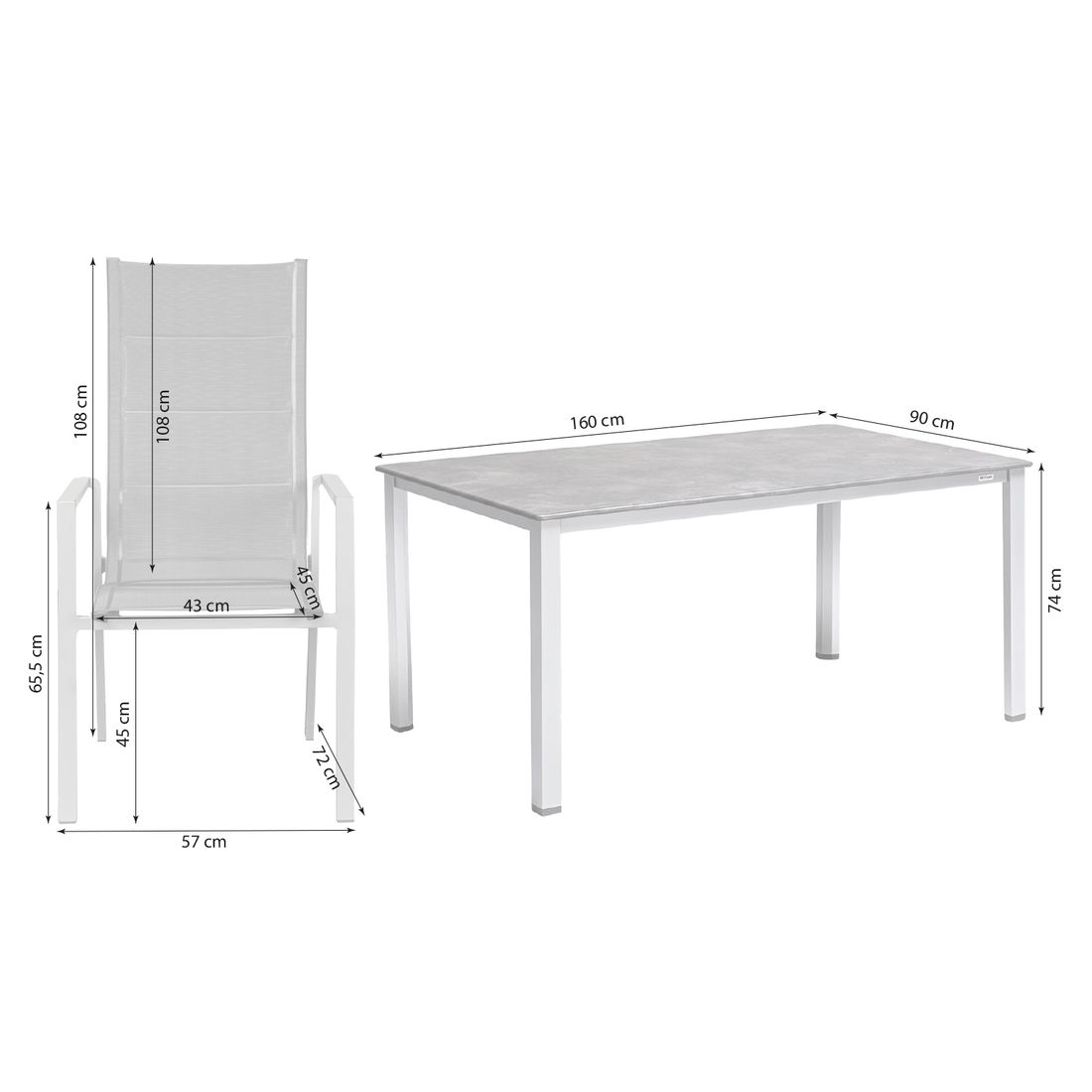 OUTLIV. Melbourne Gartenmöbel-Set M (4 Plätze) mit Kettler Tisch 160x90cm