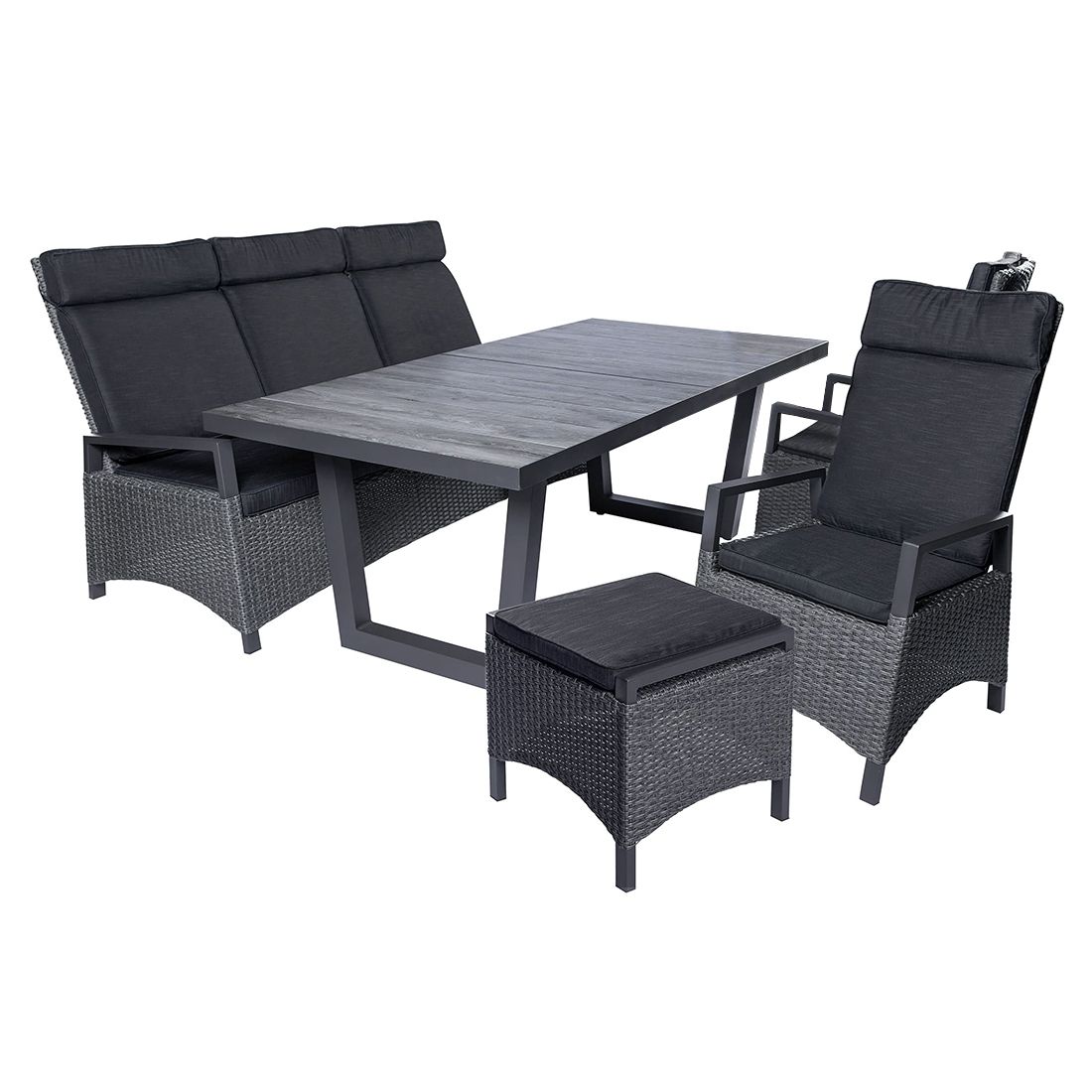 LC Garden Keramo Gartenmöbel-Set M verstellbar (5 Plätze) Tisch 200x100cm