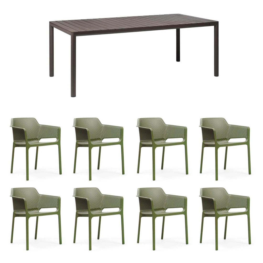 Nardi Net Gartenmöbel-Set XL (8 Plätze) Tisch 211/275x100cm