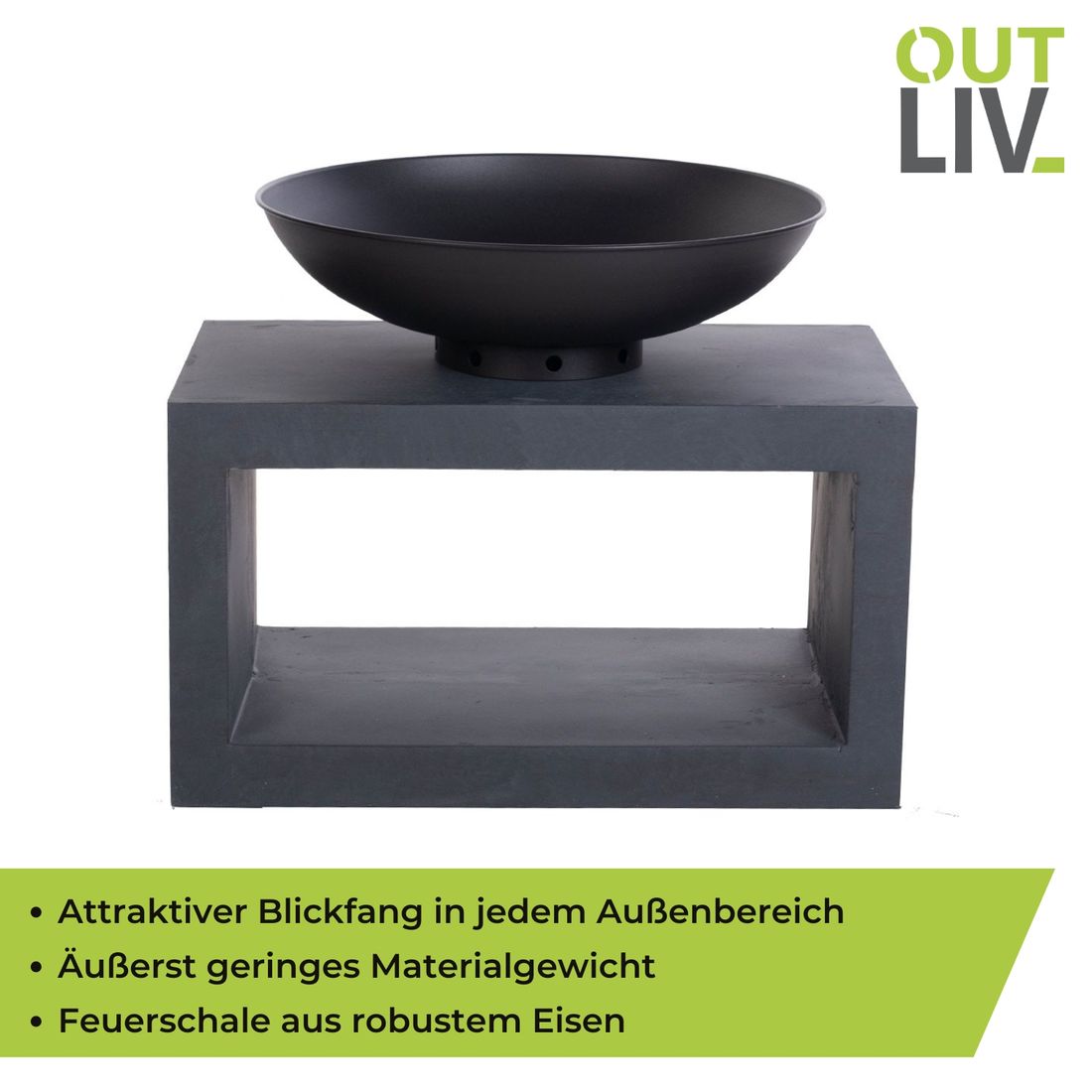 OUTLIV. Feuerschale auf Säule Clayfibre Granit GartenundFreizeit.de