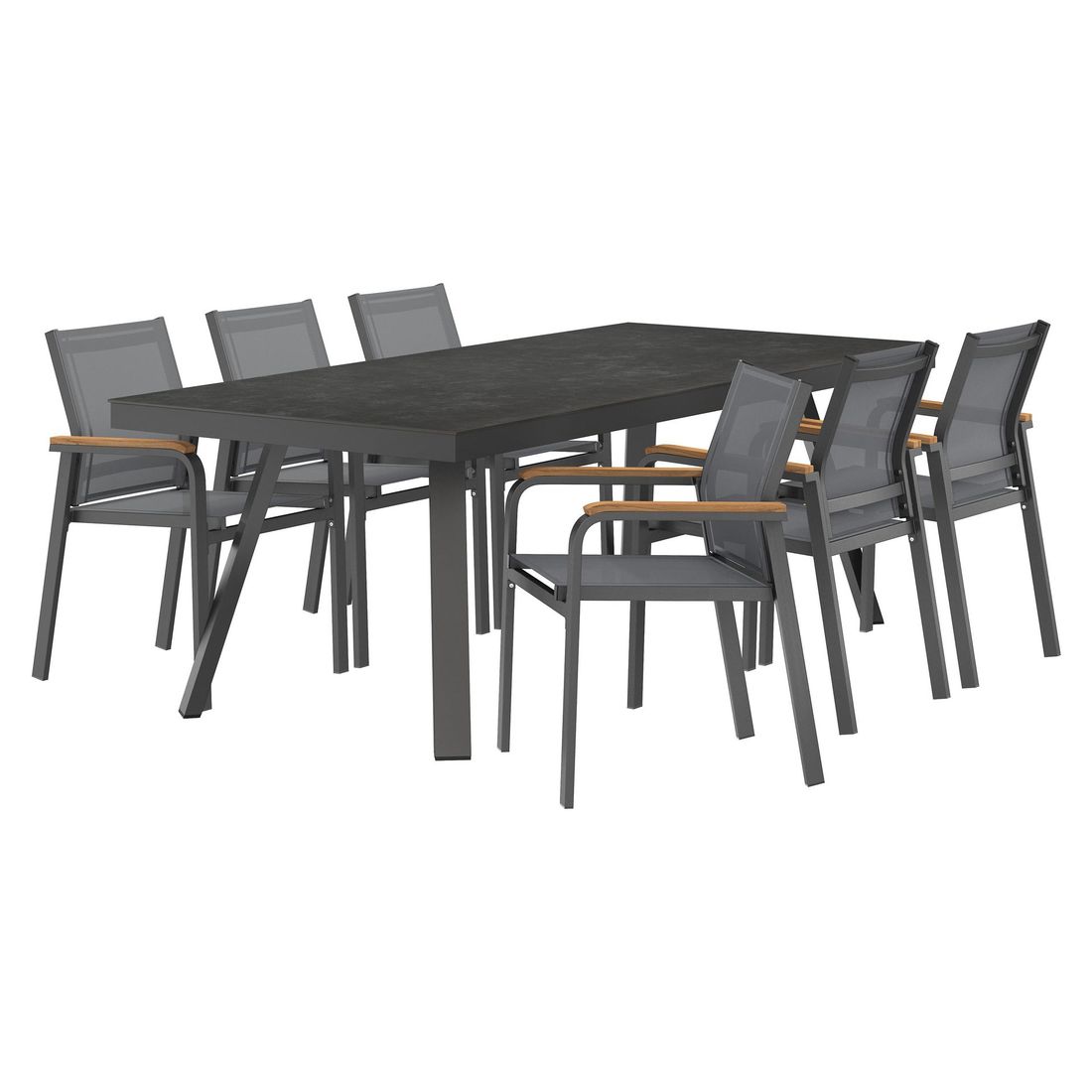 OUTLIV. Florenz Gartenmöbel-Set L (6 Plätze) Tisch 220x100cm Vierfuß
