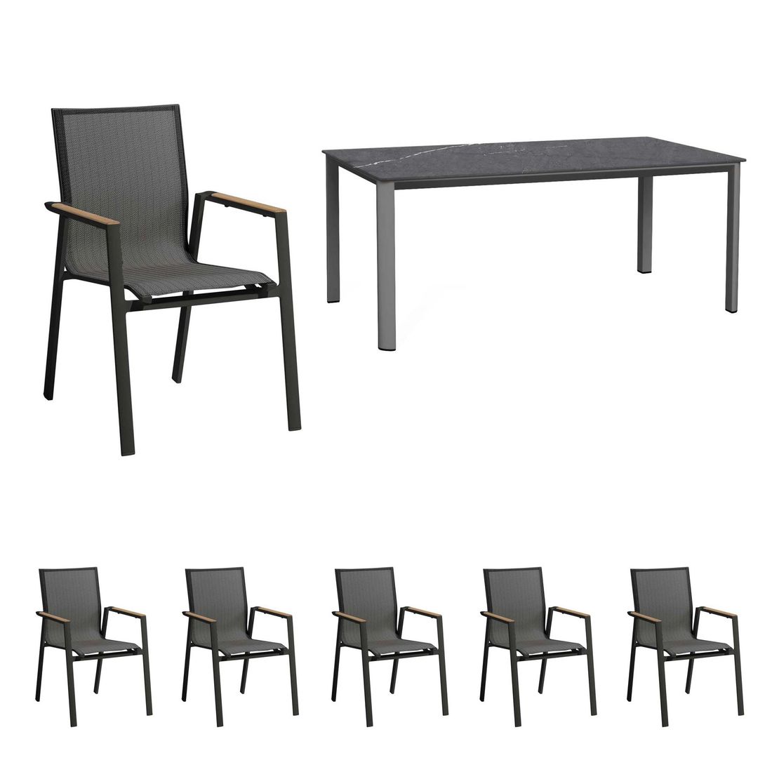 Sungörl Palermo Gartenmöbel-Set L (6 Plätze) Tisch 180x190cm
