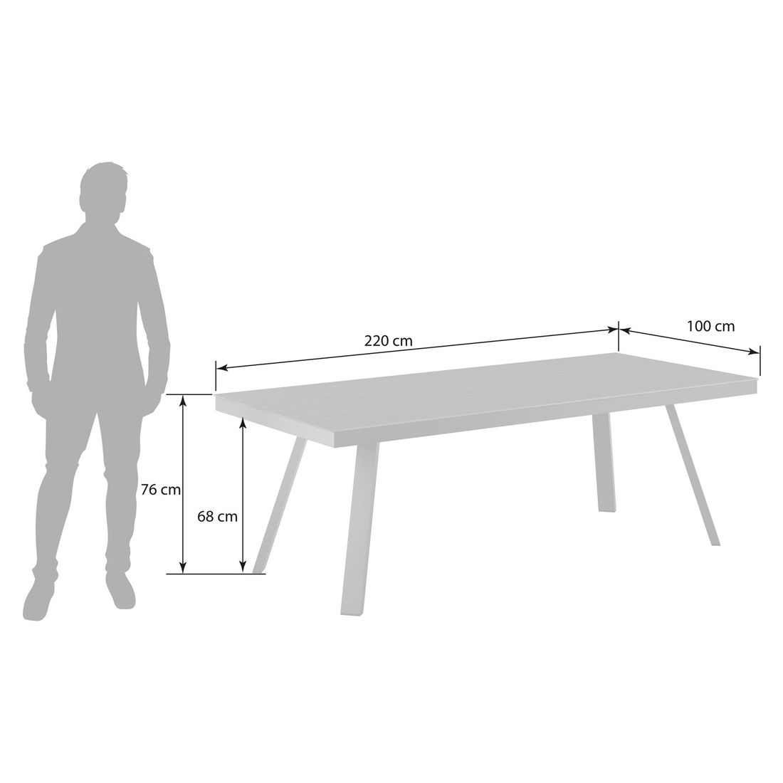 OUTLIV. Gartentisch 220x100cm Aluminium/Dekton