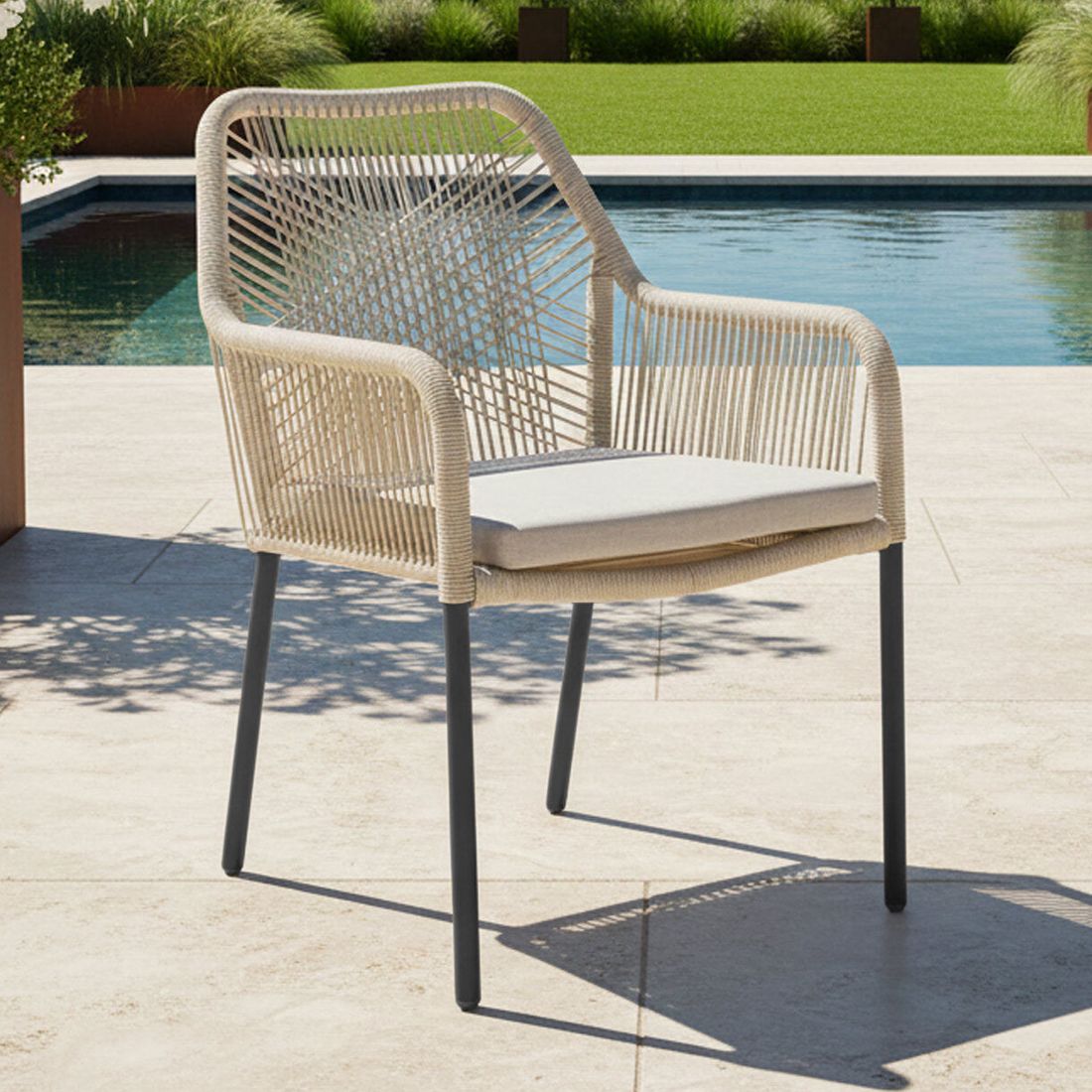LC Garden Stilo Stapelsessel Aluminium/Rope mit Sitzkissen