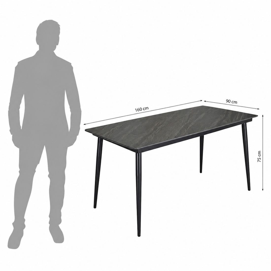 LC Garden Bari Gartentisch 160x90cm Aluminium/Sinterstone