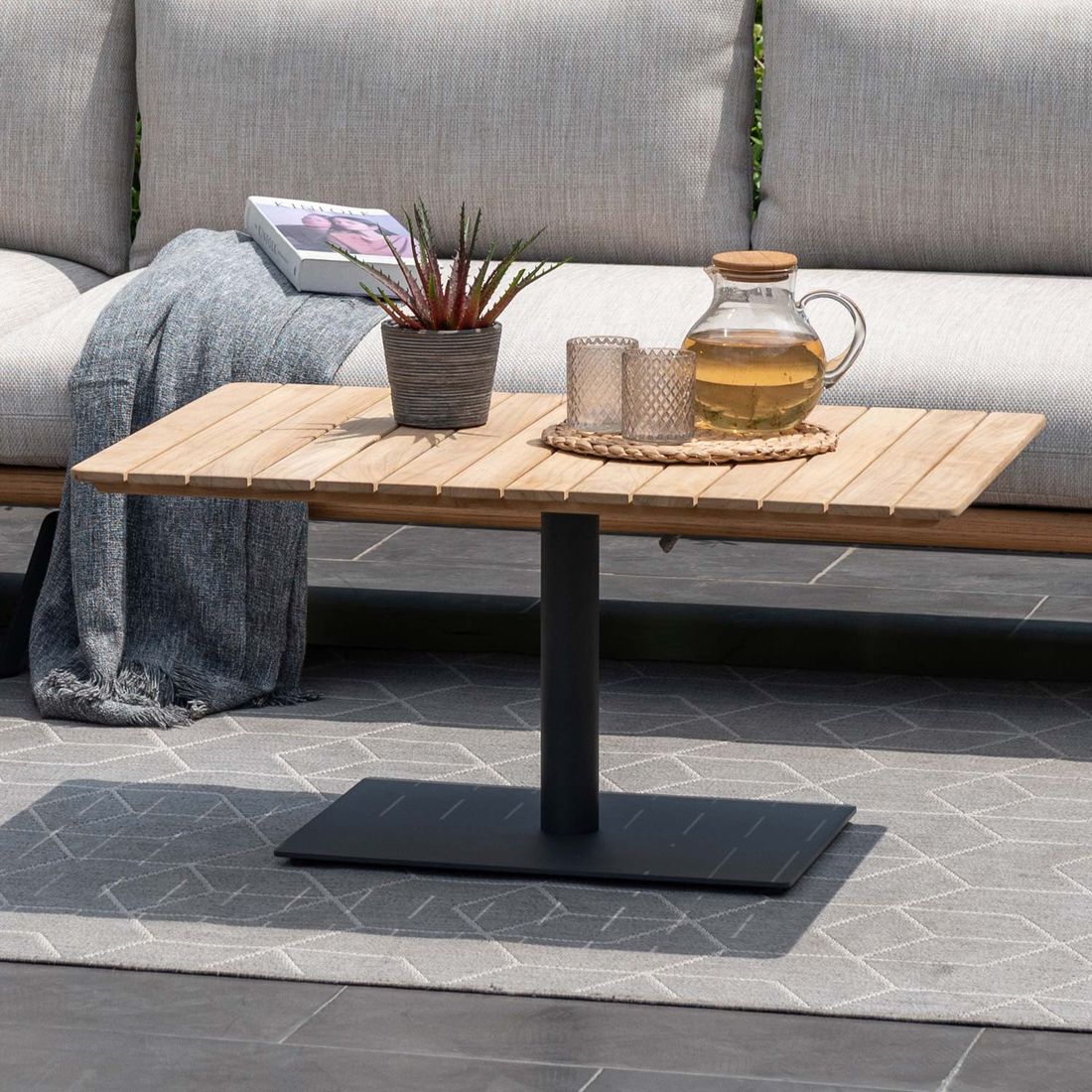 LifestyleGarden Pearl Loungetisch 89x60cm Aluminium/Teak