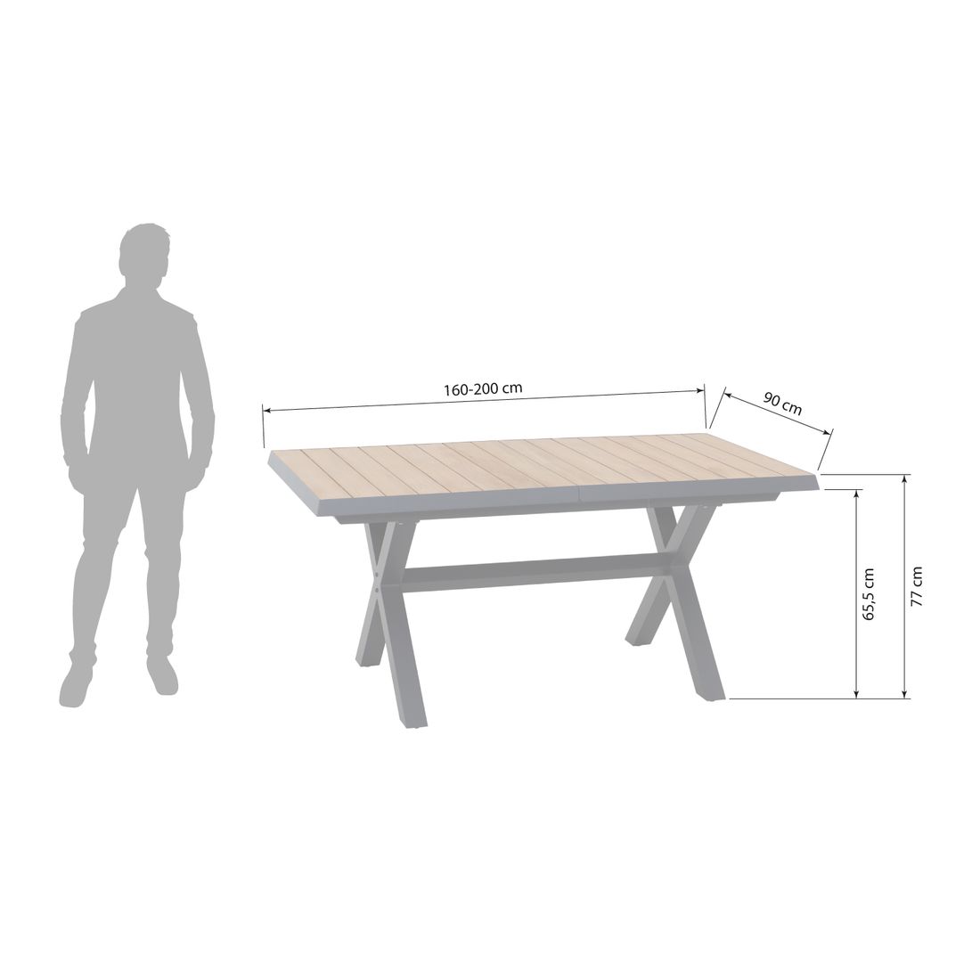 Siena Garden Leeds Gartenmöbel-Set M (4 Plätze) Tisch 160/200x90cm