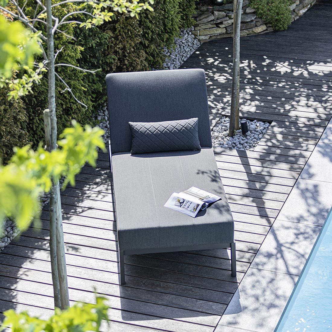 Kettler Pure Silver-Line Gartenliege verstellbar Aluminium/Sunbrella
