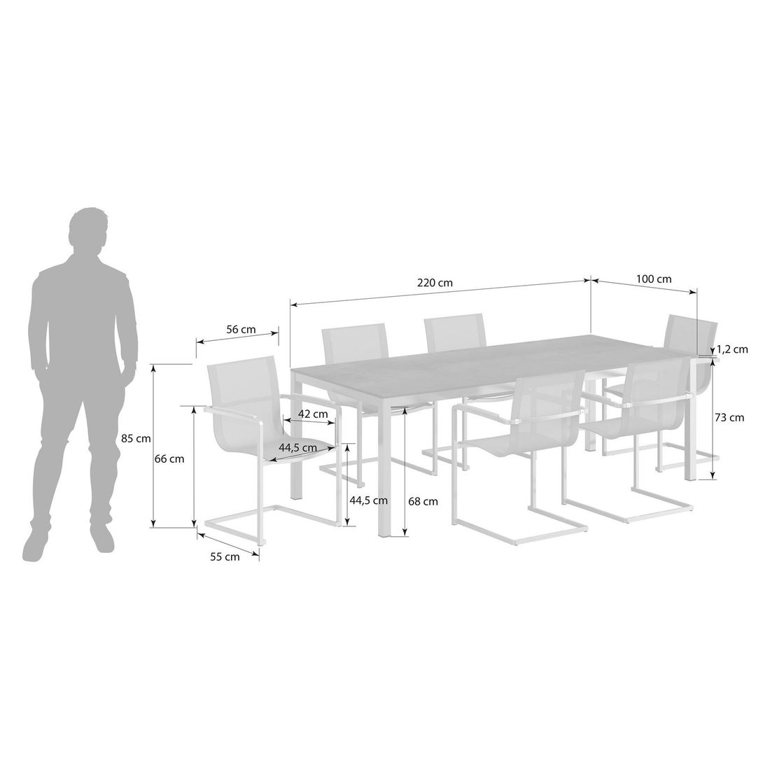 OUTLIV. Rimini Gartenmöbel-Set L (6 Plätze) Tisch 220x100cm