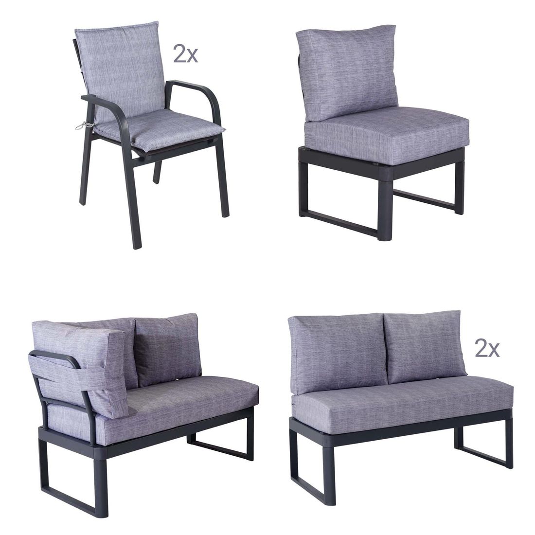 OUTLIV. Pandora Gartenmöbel-Set XL (8 Plätze) Tisch 200x100cm
