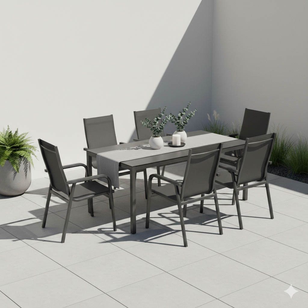 Kettler Basic Plus Gartenmöbel-Set L (6 Plätze) Tisch 220x100cm