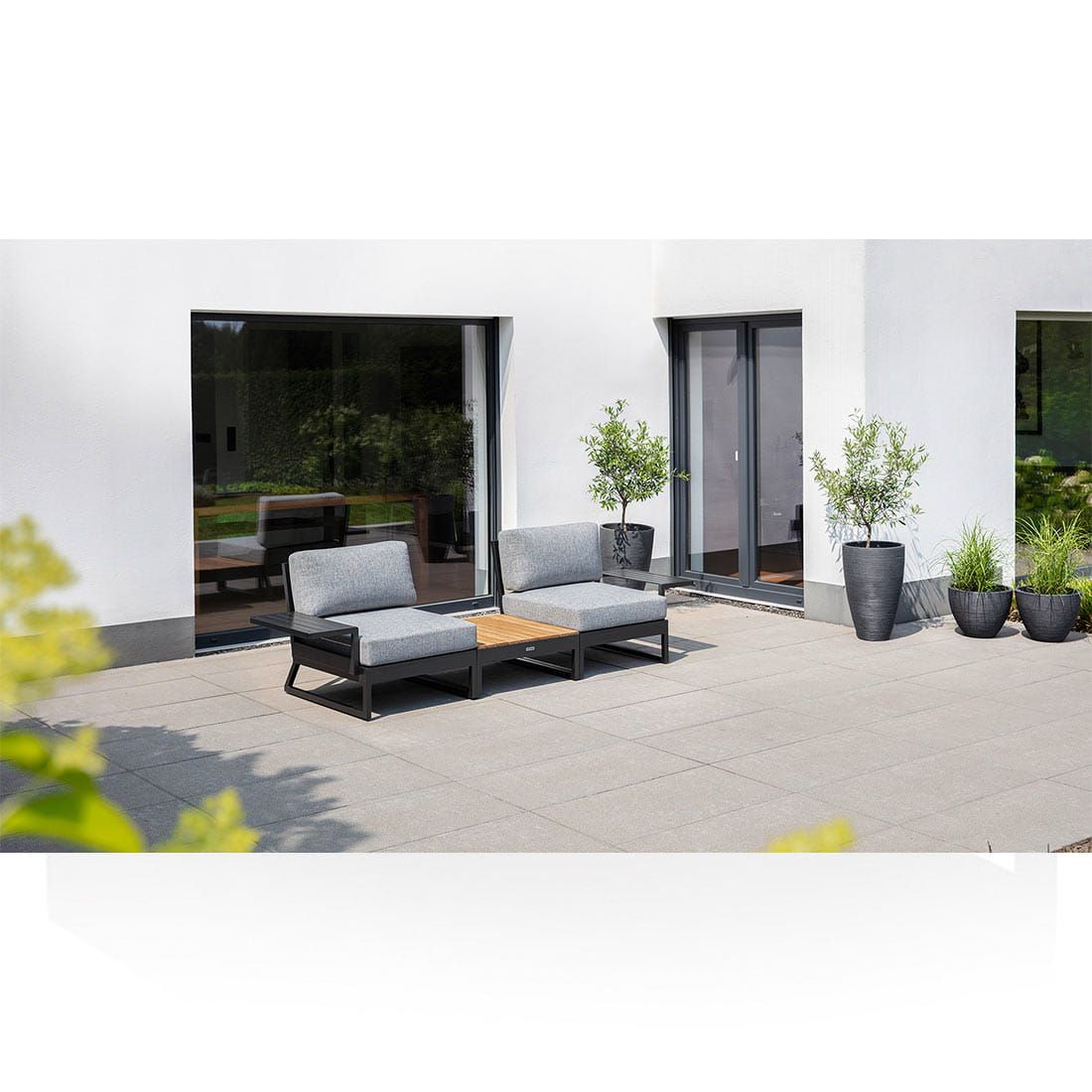 Kettler Ocean Skid Platform Loungetisch 70x70cm Aluminium/Teak