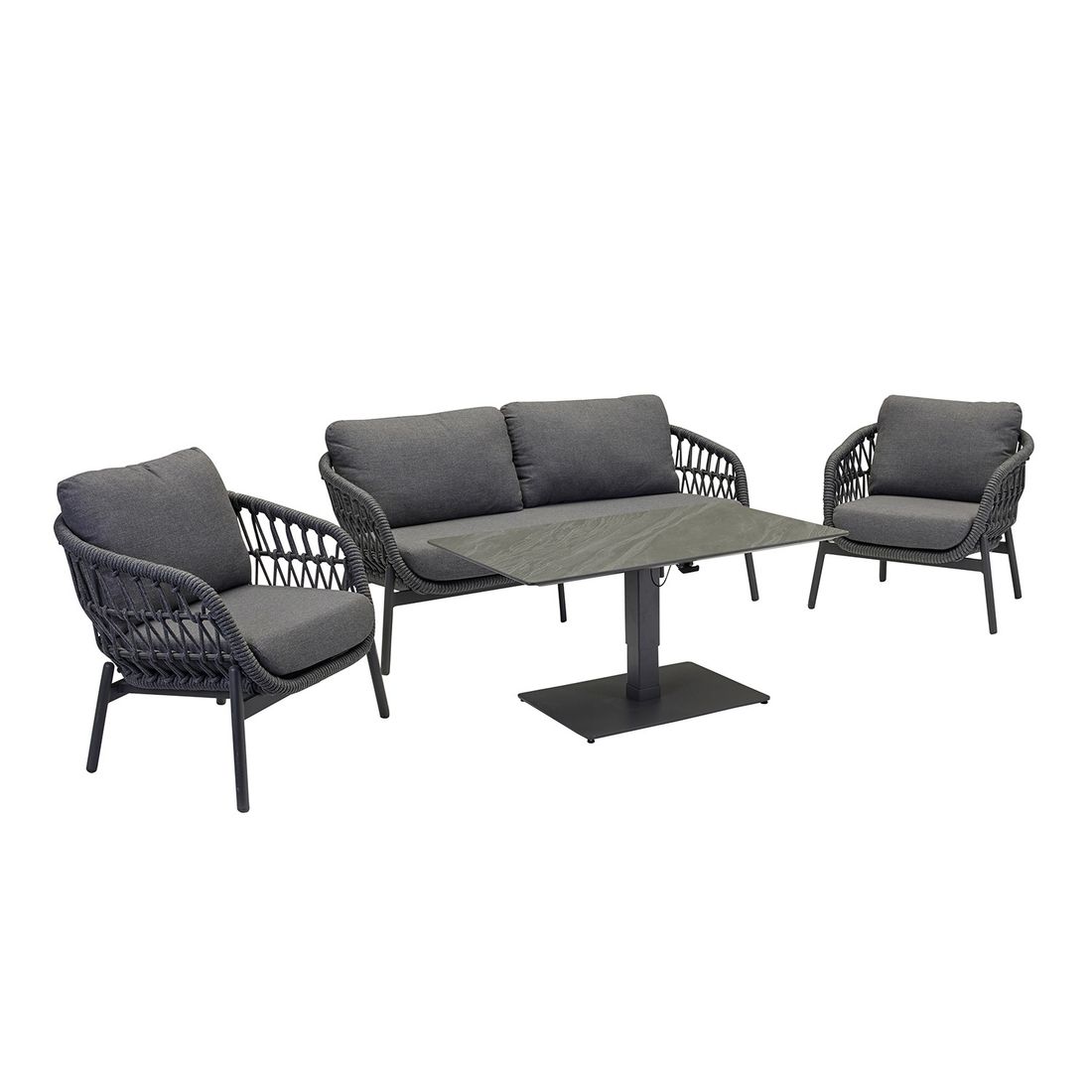 LC Garden Bari Low Dining Dininglounge Tisch 120x70cm Aluminium/Rope/Olefin