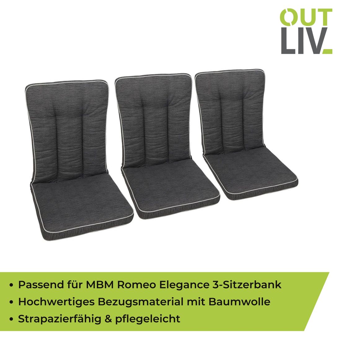 OUTLIV. Romeo Elegance 3-Sitzer Bankauflage 3x 97x54x5cm
