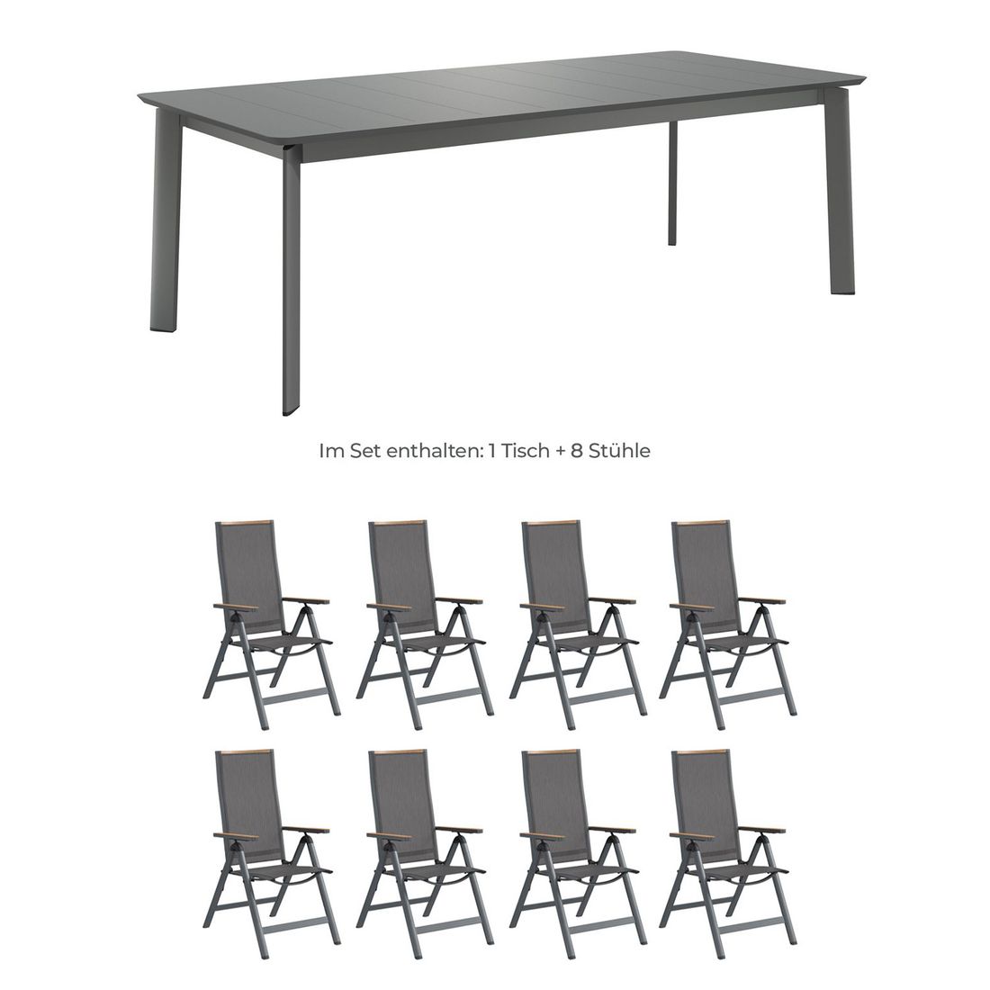 OUTLIV. Jacob Gartenmöbel-Set XL (8 Plätze) Tisch 220x100cm