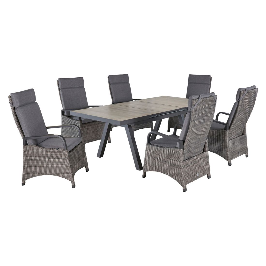LC Garden Komido Gartenmöbel-Set L verstellbar 6 (Plätze) Tisch 160/210x100cm