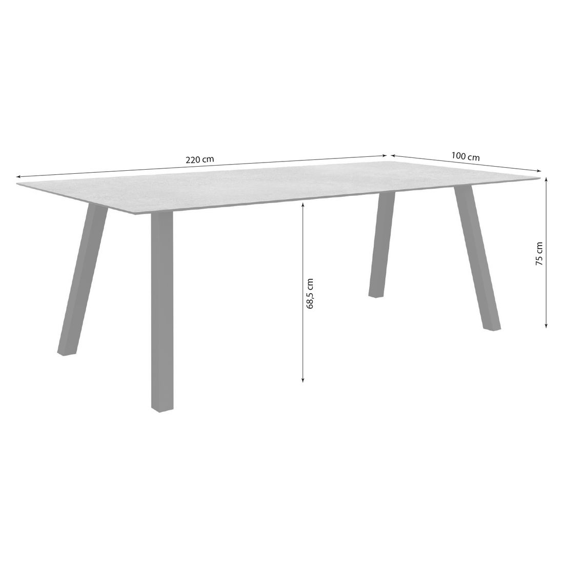 Stern Interno Gartentisch 220x100cm Aluminium/Silverstar 2.0