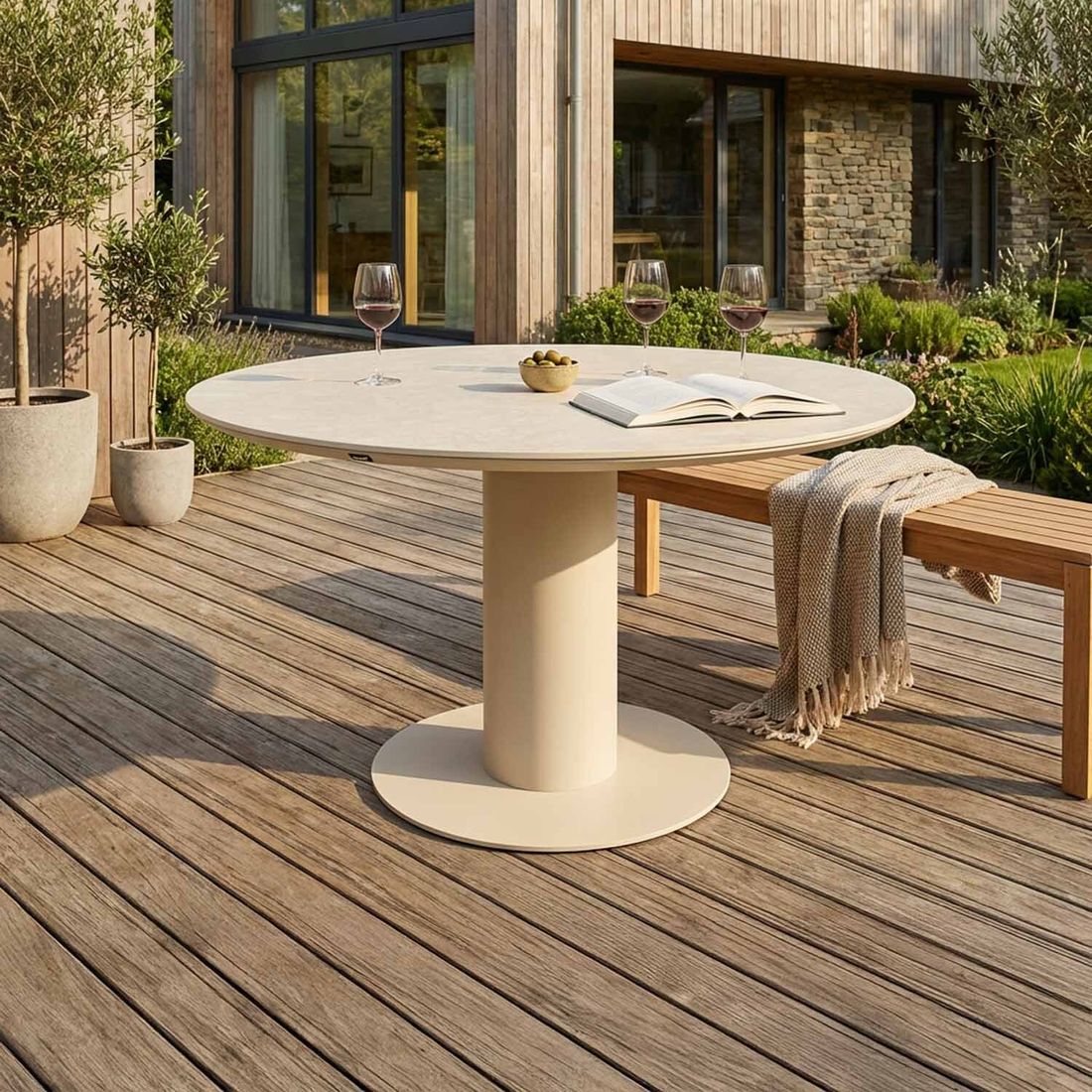 Hartman Zaragoza Low Dining Gartentisch Ø120cm Aluminium/Keramik