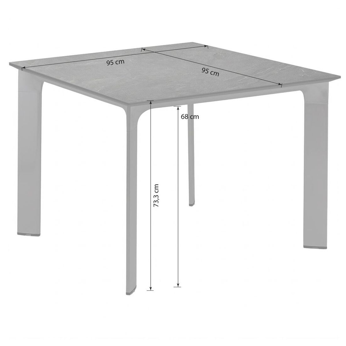 Kettler Diamond Gartentisch 95x95cm Aluminium/HPL