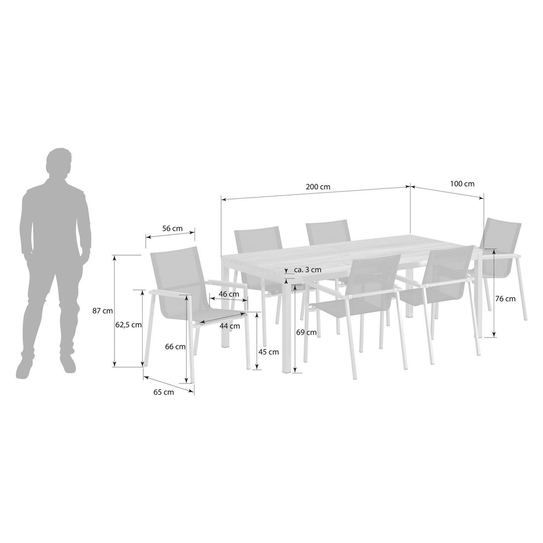 OUTLIV. Rimini Gartenmöbel-Set L (6 Plätze) Tisch 200x100cm