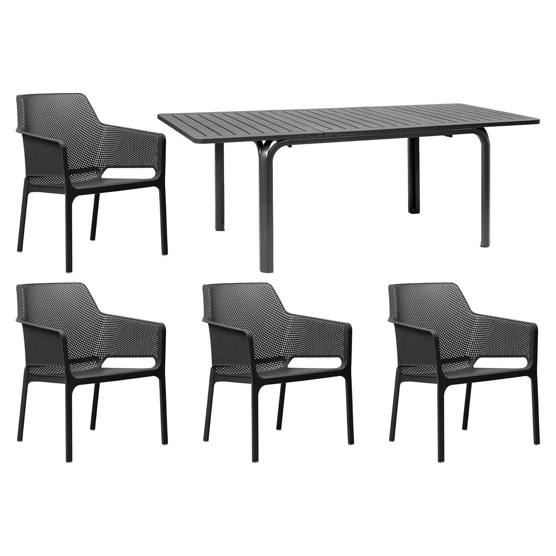 Nardi Net Relax Gartenmöbel-Set M (4 Plätze) Tisch 140/210x100cm