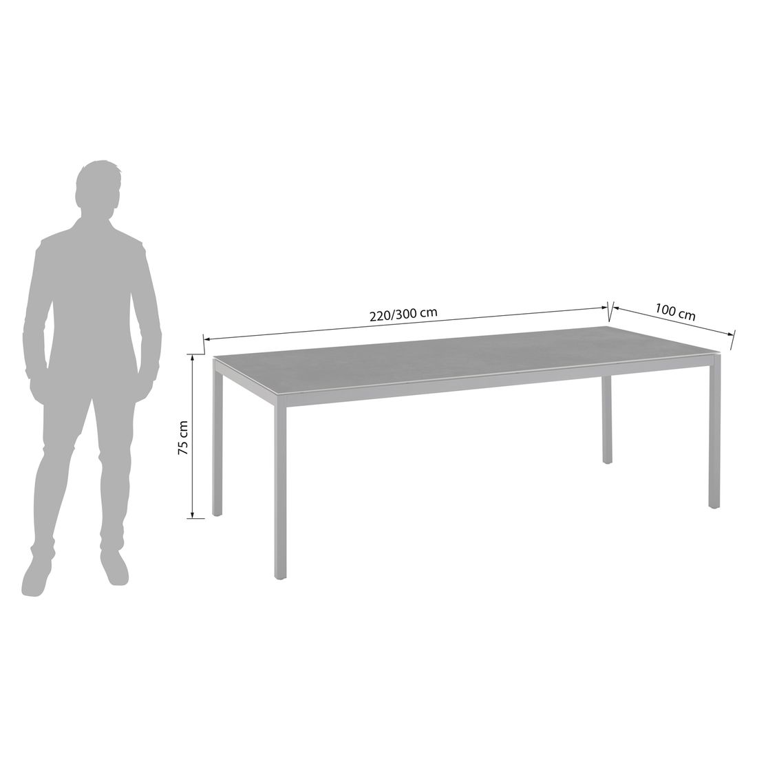 OUTLIV. Mia Ausziehtisch Aluminium/Keramik