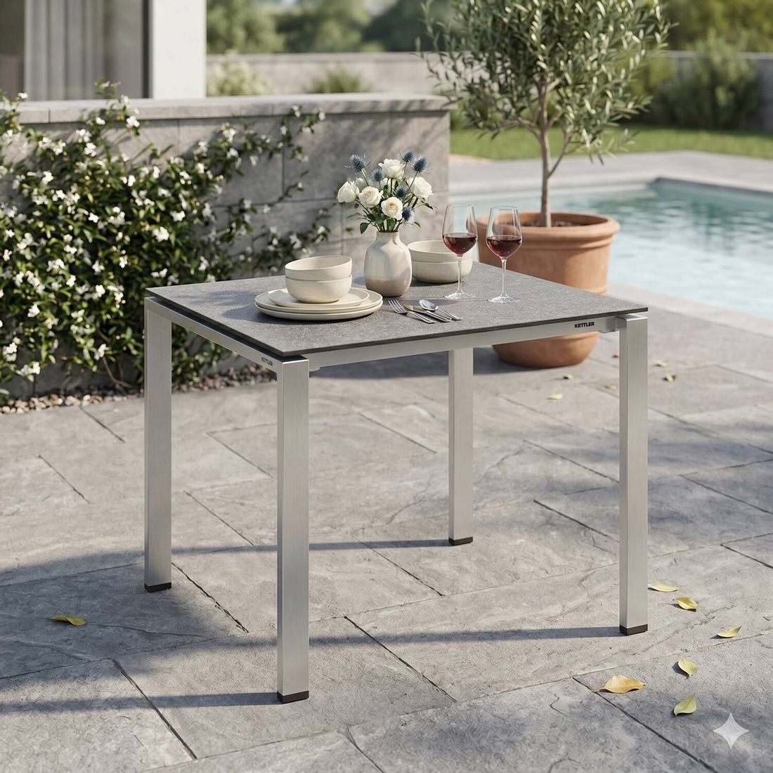 Kettler Float Gartentisch 95x95cm Aluminium/HPL