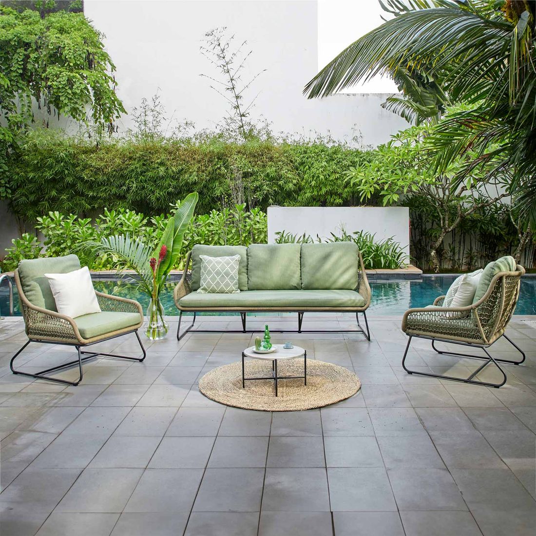 OUTLIV. Portofino Loungeset inkl. Loungetisch Stahl/Rope